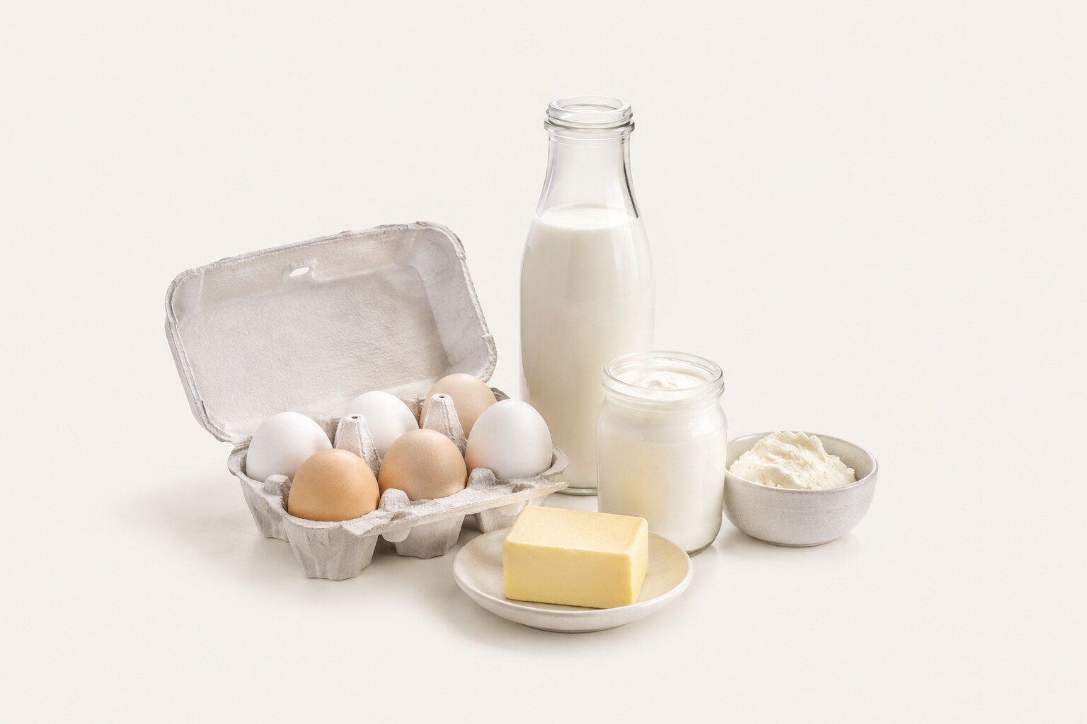 Frischeprodukte wie Milch, Joghurt und Eier