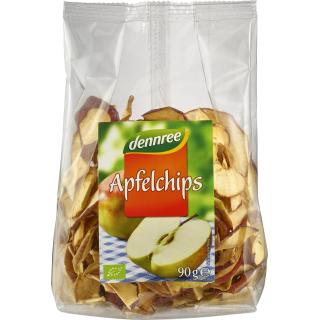 dennree Apfelchips, ungeschält & getrocknet, 90 gr
