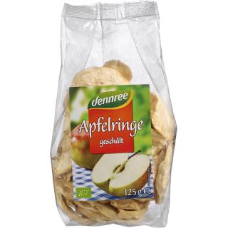 dennree Apfelringe, geschält & getrocknet, 125 gr