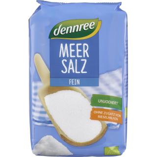 dennree Meersalz fein, unjodiert, 1 kg Packung