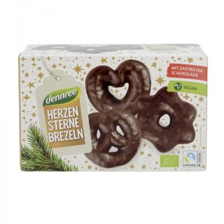 dennree Herzen Sterne Brezeln Zartbitter, 250 g Pa